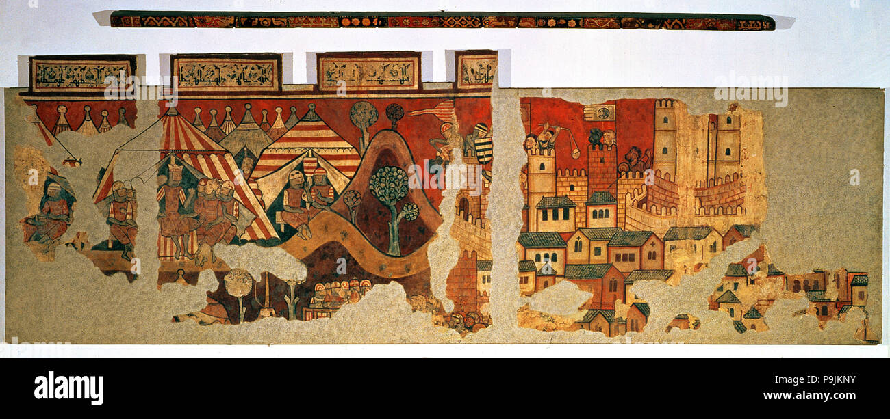 La conquista di Maiorca, pittura murale, dalla fine del XIII secolo. Foto Stock