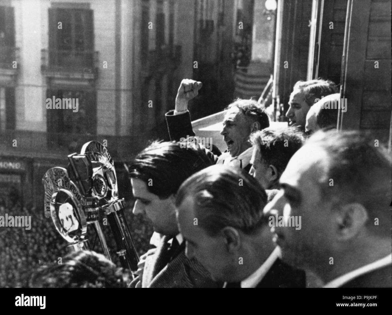 Guerra civile spagnola (1936 - 1939), il parlato di Lluís Companys sul suo arrivo e all'arrivo di th… Foto Stock
