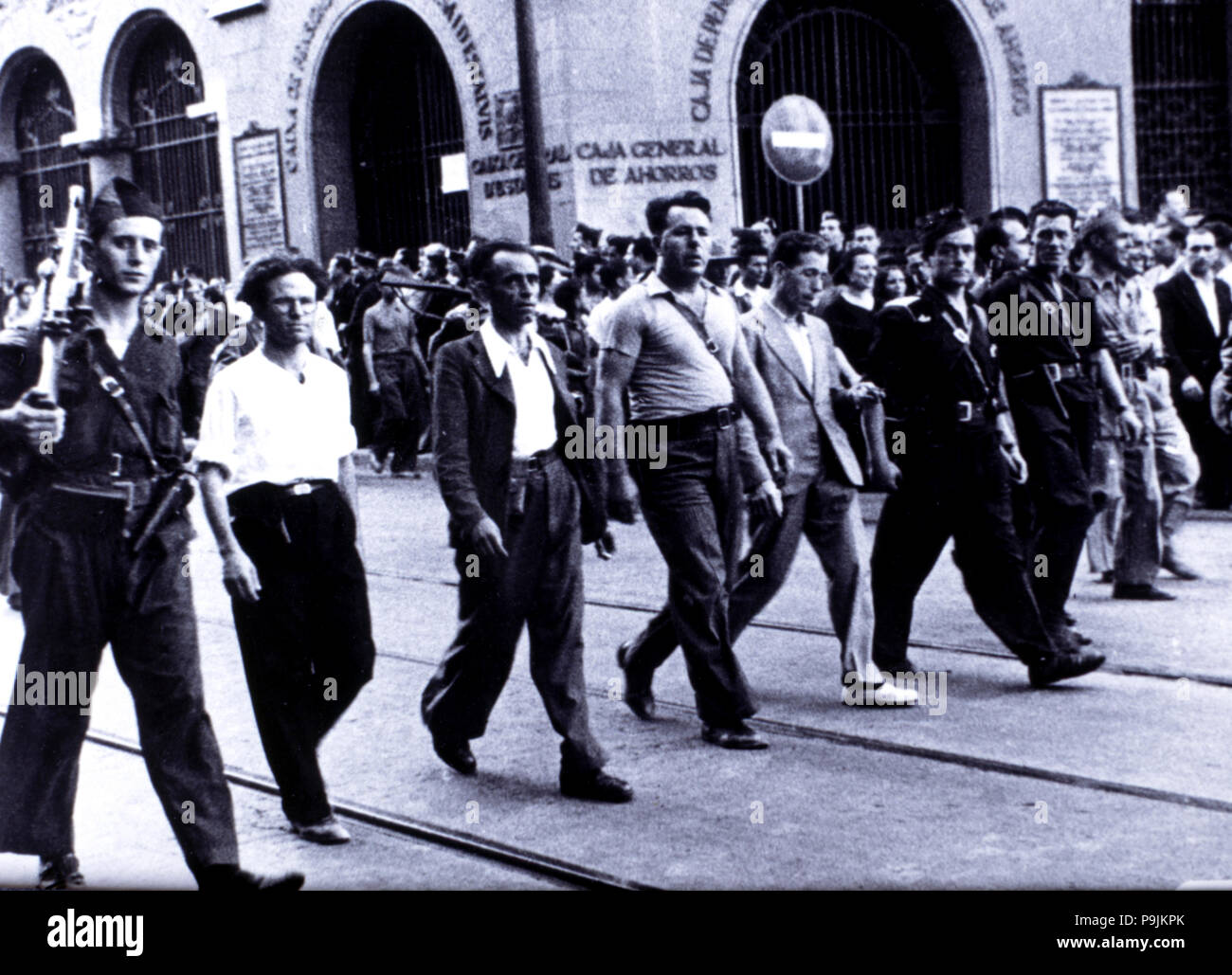 Guerra civile spagnola, 1936-1939, di partenza a Huesca anteriore della colonna "García Oliver', Barcel… Foto Stock