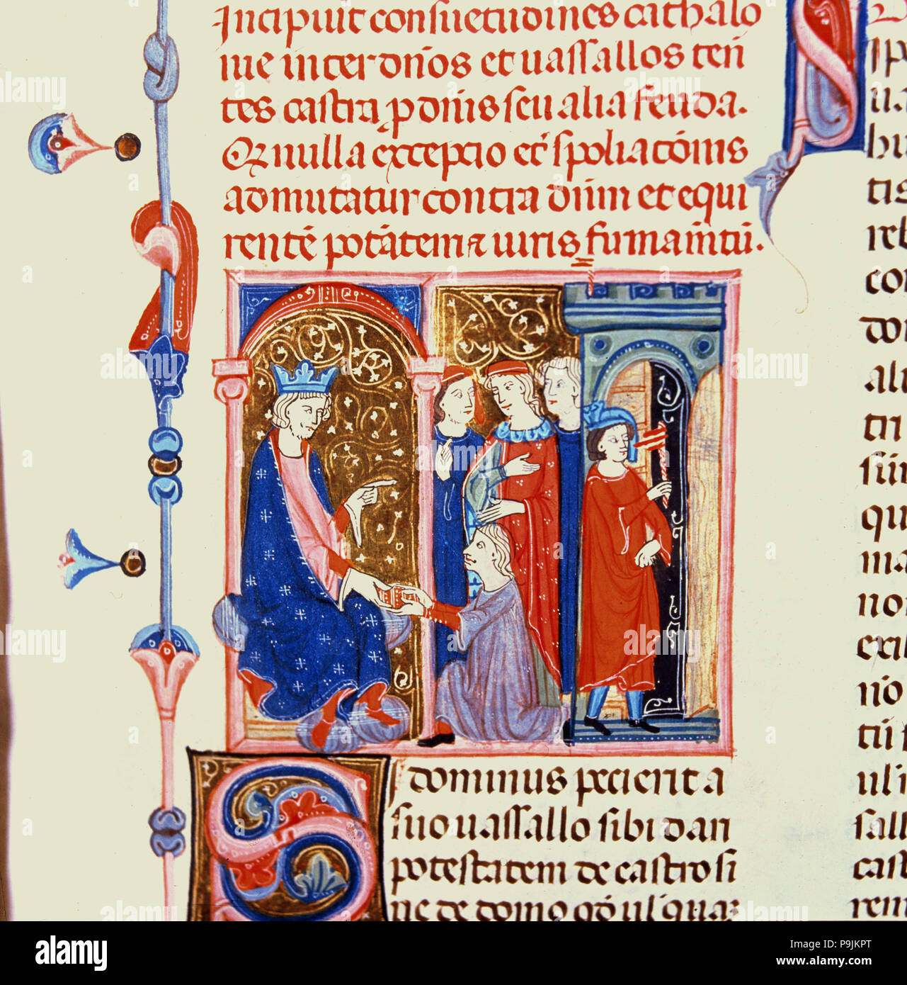 Il re Alfonso II (1152-1196), la conferma dei privilegi delle vendite per i mercanti della città di… Foto Stock