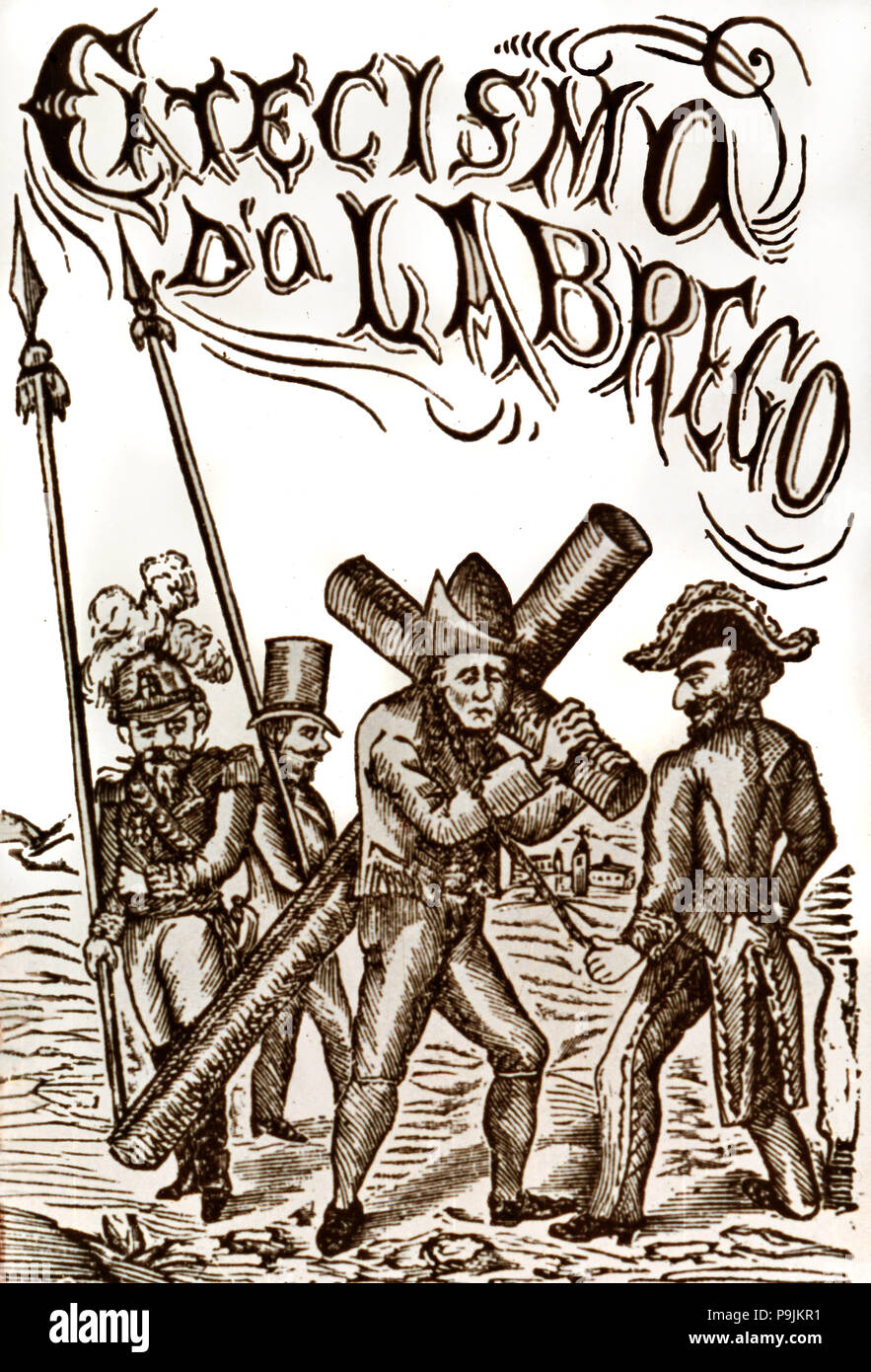 Catechismo del contadino (Catecismo d'o labrego)" pubblicato in lingua Galiziana, 1889. Foto Stock