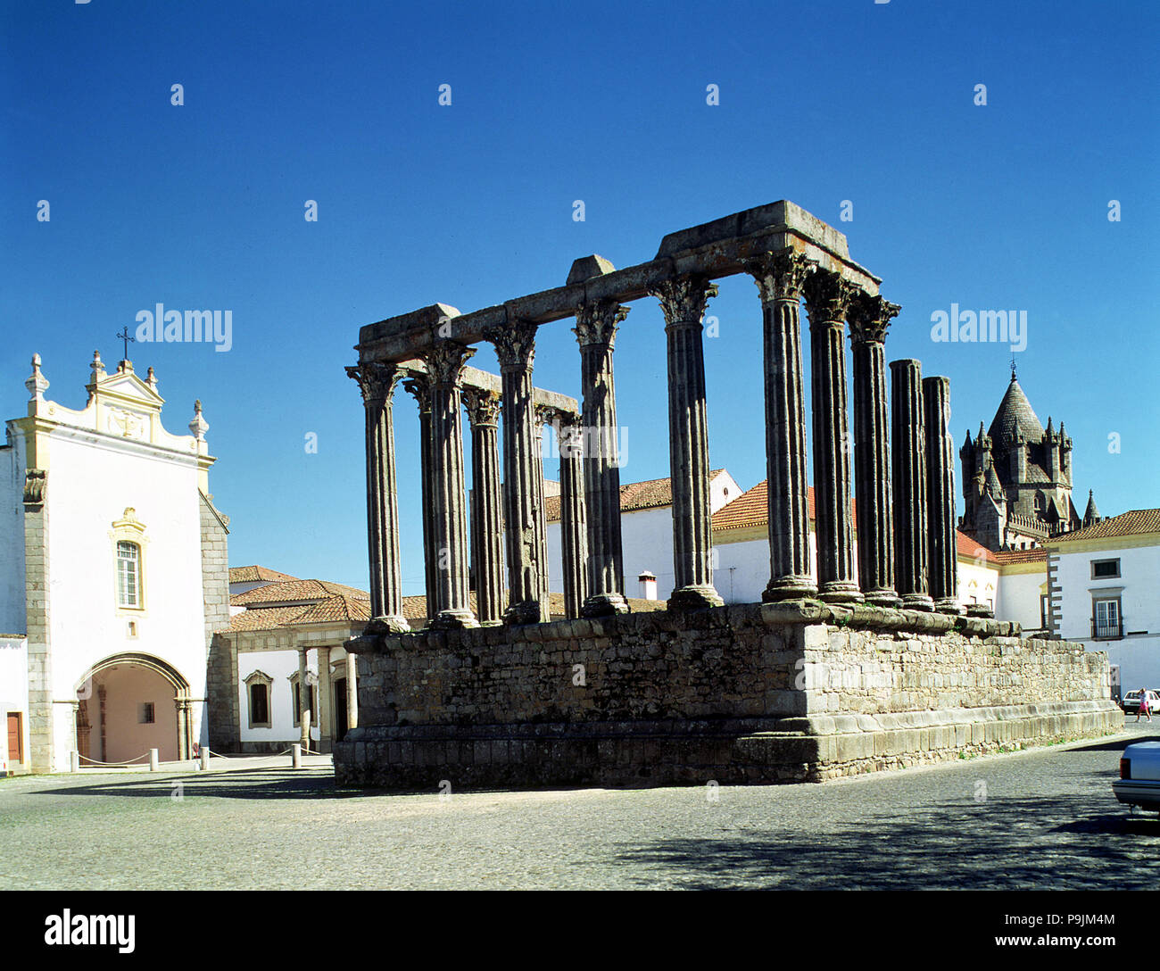 Tempio romano di Diana di Evora. Foto Stock