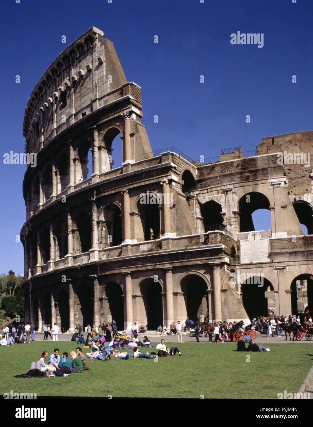 Vista esterna del Colosseo. Foto Stock
