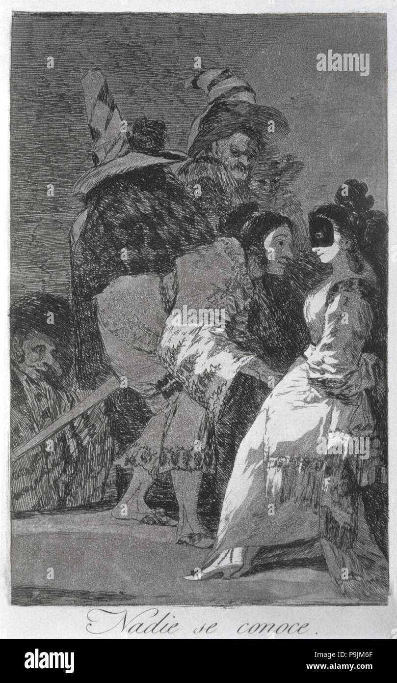 Los Caprichos, serie di incisioni di Francisco de Goya (1746-1828), la piastra 6: 'Nadie se conoce' (N… Foto Stock