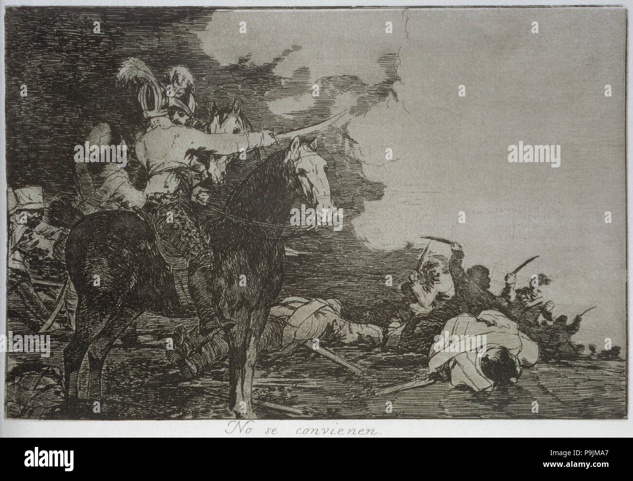 I disastri della guerra, una serie di incisioni di Francisco de Goya (1746-1828), la piastra 17: 'No se con… Foto Stock