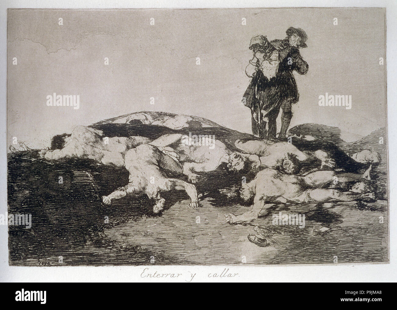 I disastri della guerra, una serie di incisioni di Francisco de Goya (1746-1828), la piastra 18: 'Enterrar … Foto Stock