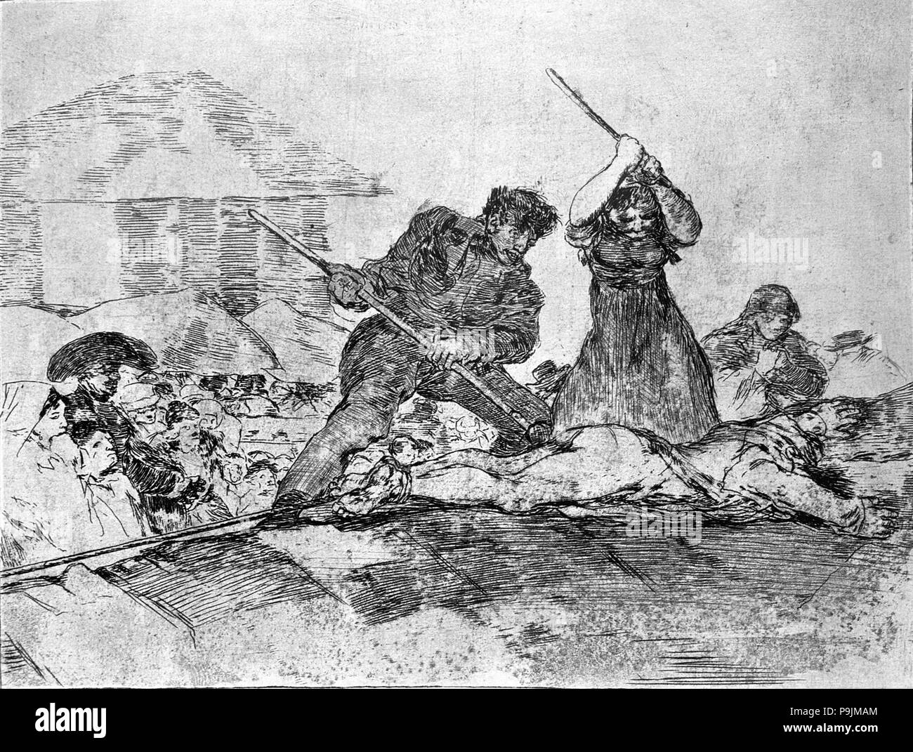 I disastri della guerra, una serie di incisioni di Francisco de Goya (1746-1828), la piastra 28: 'Populacho… Foto Stock