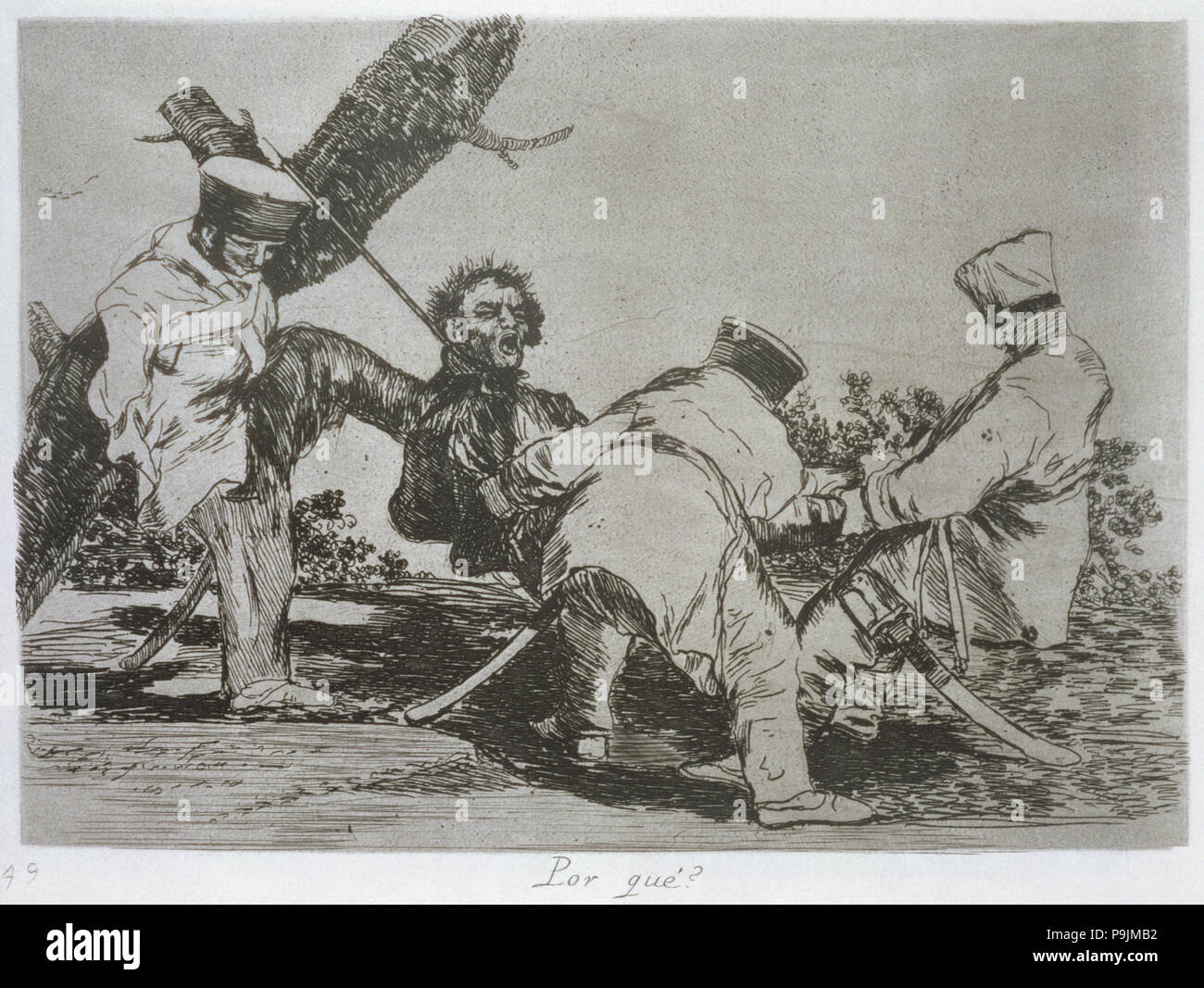 I disastri della guerra, una serie di incisioni di Francisco de Goya (1746-1828), la piastra 32: "por qué?"… Foto Stock