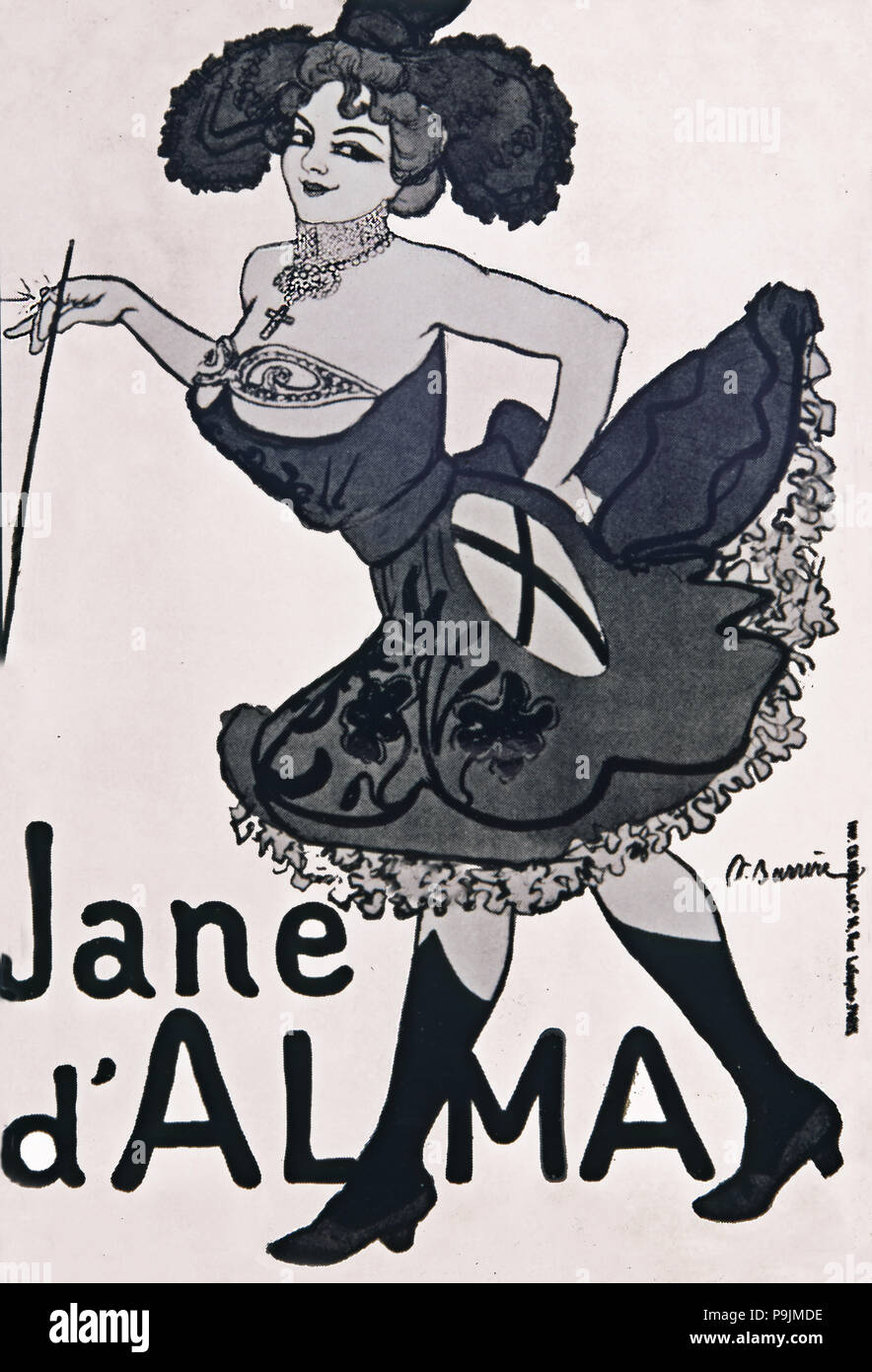 Poster per un cabaret in cui Jane d'Alma ha agito. Foto Stock