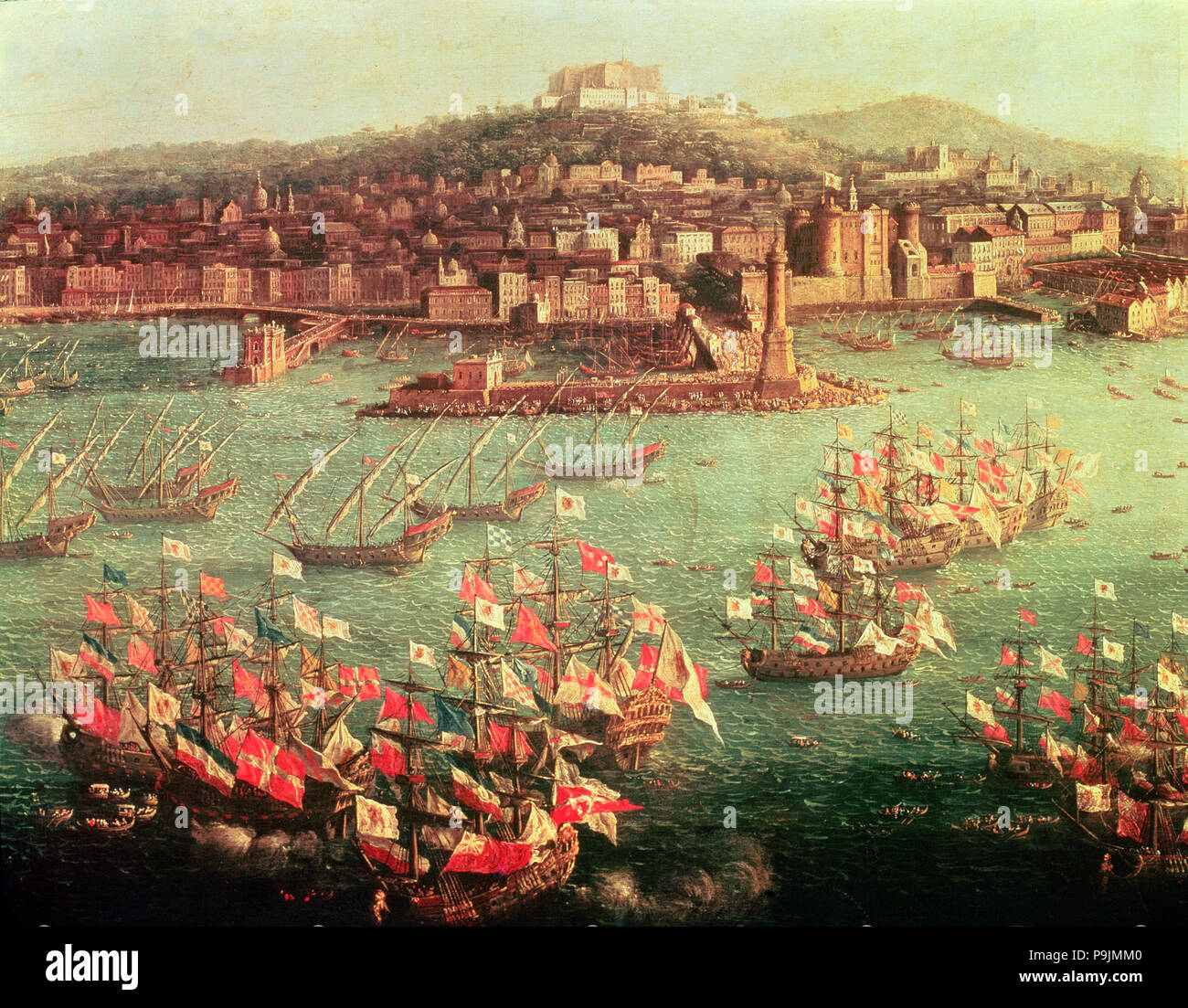 Flotta di Re Carlo III di Spagna, di fronte alla città di Napoli (6 ottobre 1759). Foto Stock