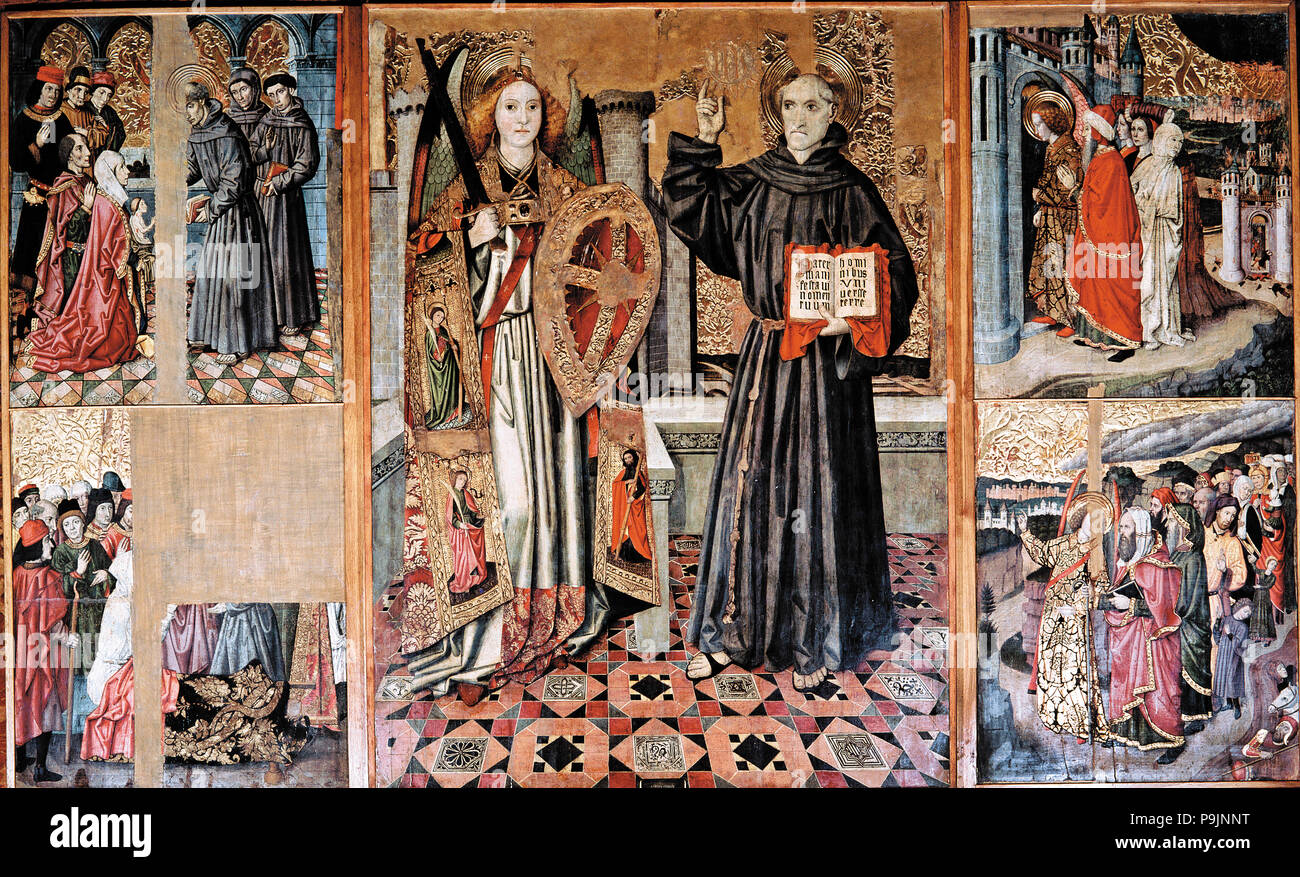Pala di San Bernardino e l'angelo custode, commissionata nel 1462 dal Sindacato di E… Foto Stock