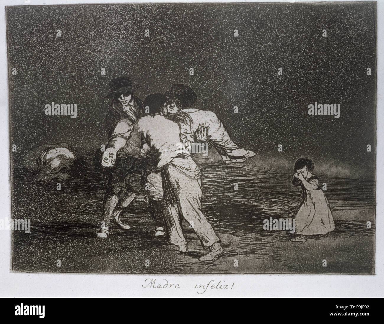 I disastri della guerra, una serie di incisioni di Francisco de Goya (1746-1828), la piastra 50: 'Madre inf… Foto Stock