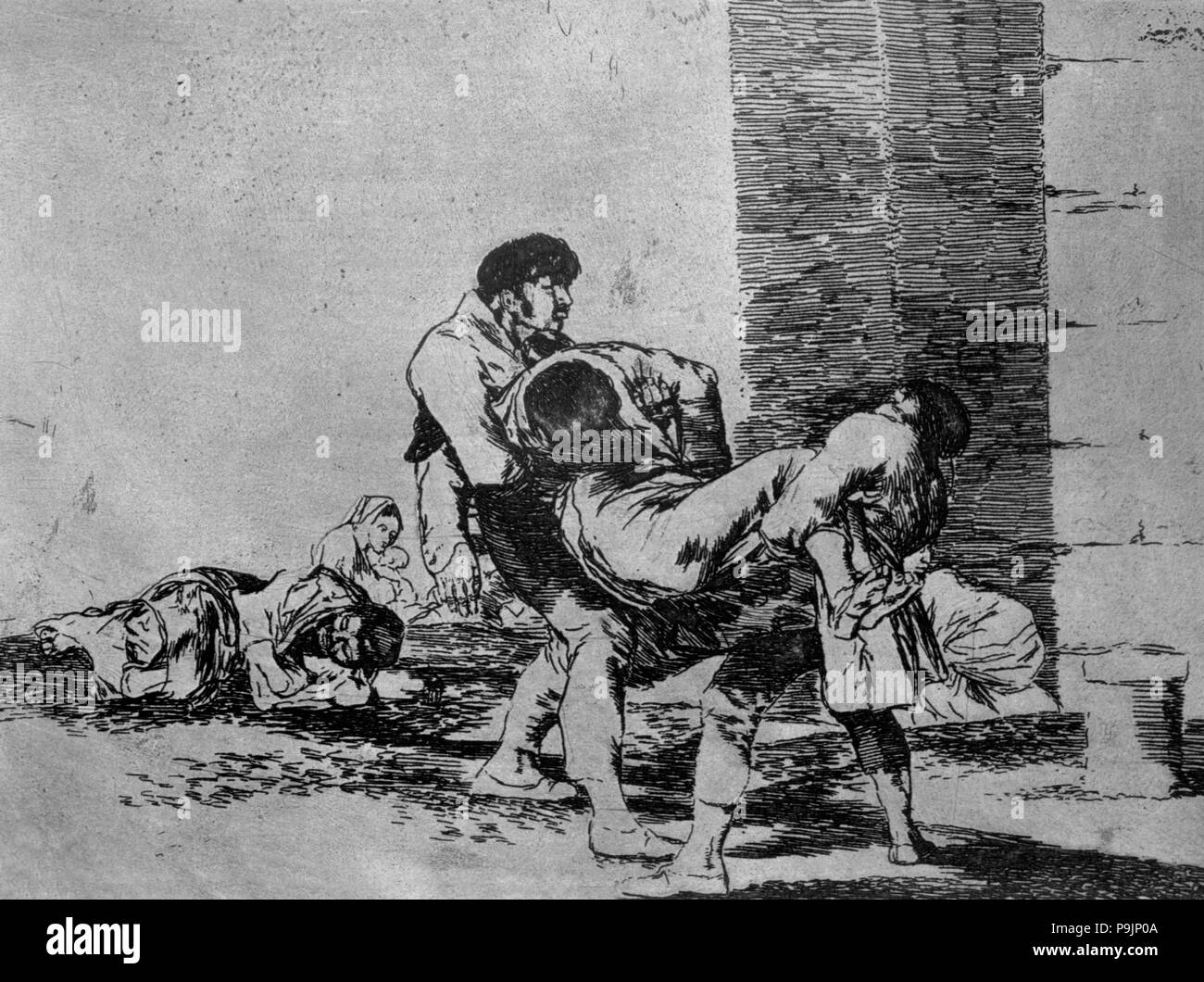 I disastri della guerra, una serie di incisioni di Francisco de Goya (1746-1828), la piastra 56: 'Al cemento… Foto Stock