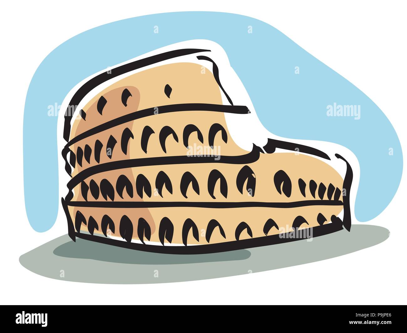 Illustrazione vettoriale del Colosseo a Roma, è considerato uno dei più grandi opere di architettura romana e ingegneria romana Illustrazione Vettoriale