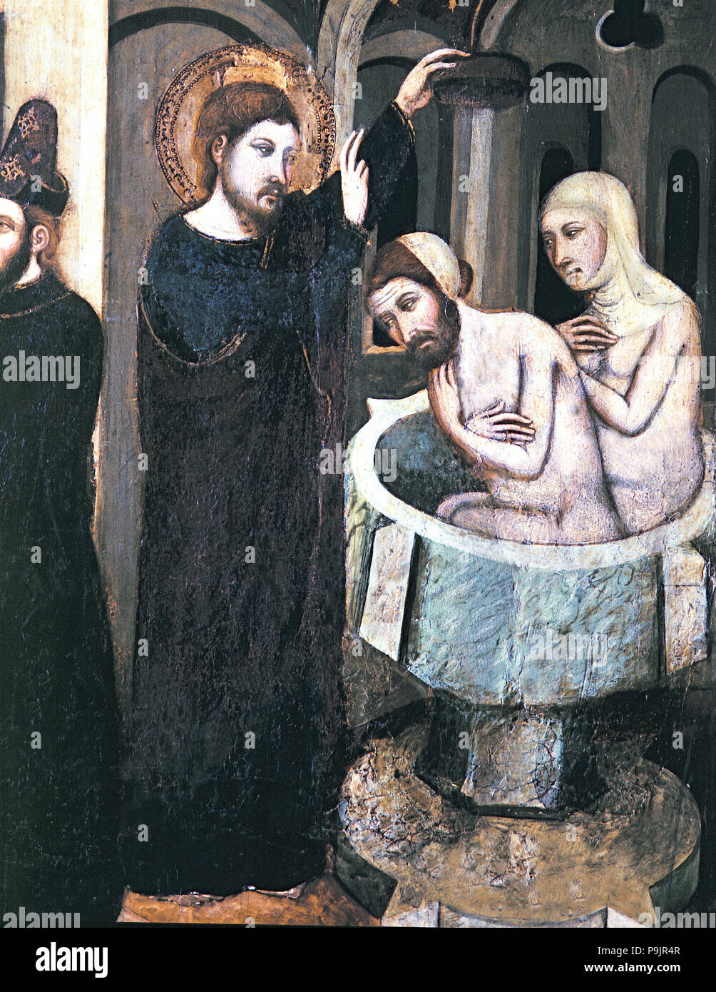 "Pala di San Marco', che rappresenta il battesimo di ebrei convertiti, opera da Arnau Bassa. Foto Stock