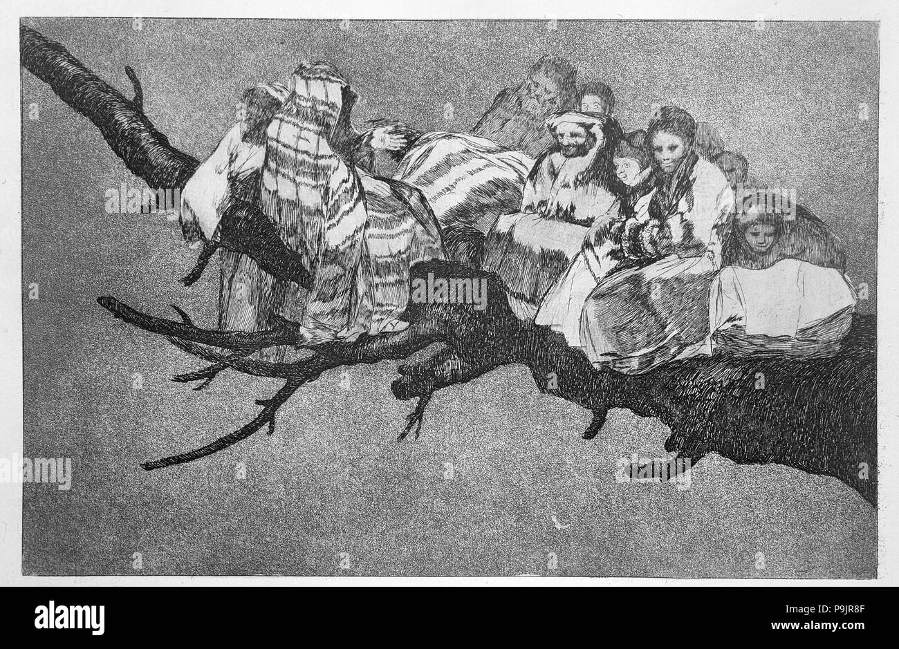 I proverbi o le follie, serie di incisioni di Francisco de Goya, piastra 3: 'Extraña locura' (… Foto Stock