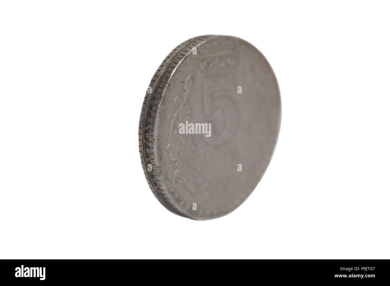 Cinque Rupia Indiana Coin Foto Stock