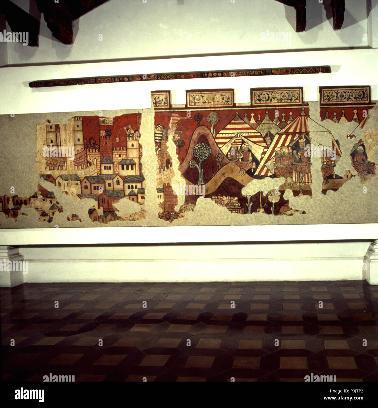 Murale con il camp di Giacomo I e la conquista della città di Maiorca, dal Palazzo Aguilar … Foto Stock