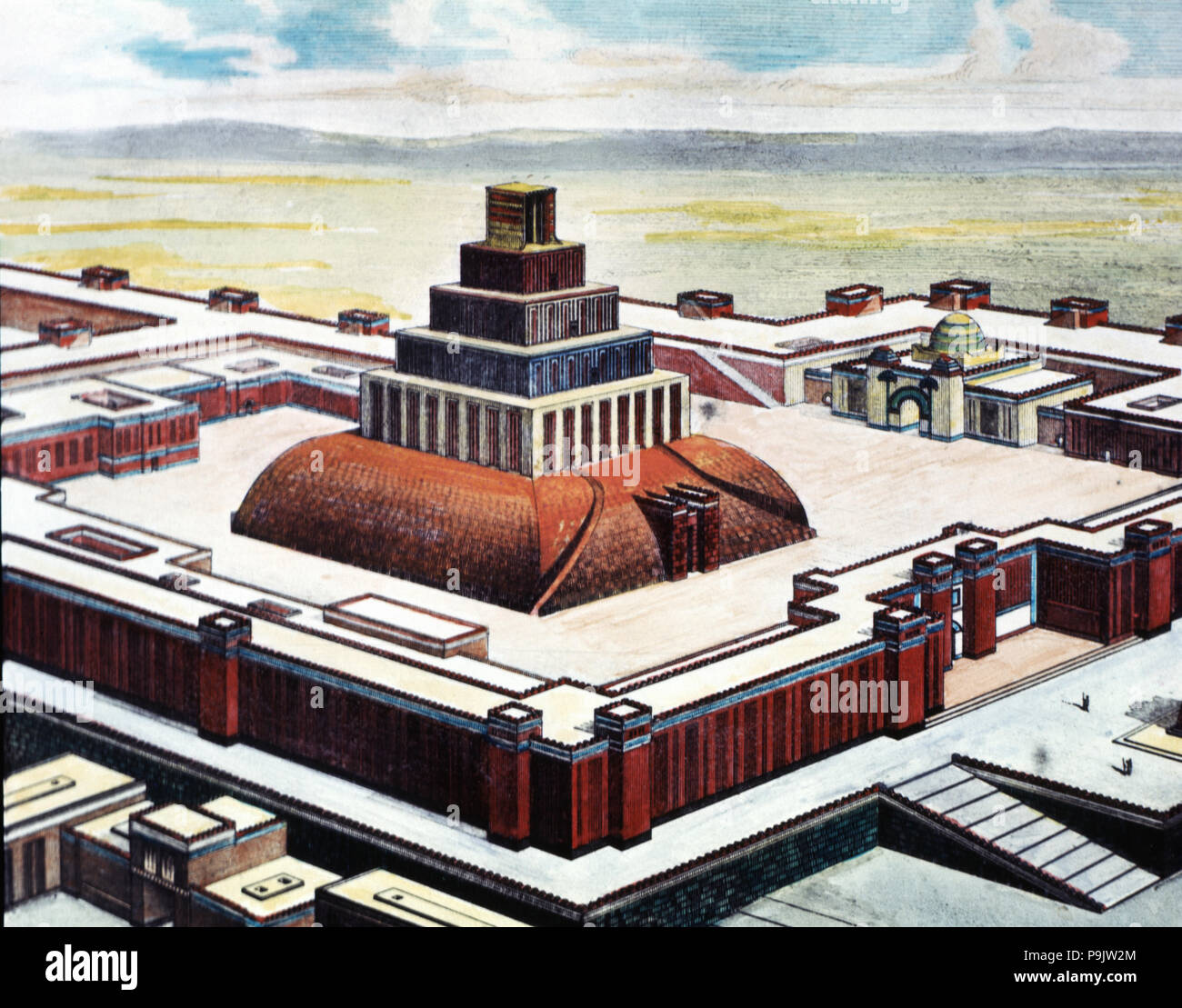 Ziggurat, ricostruzione fatta da Charles Chipiez. Foto Stock