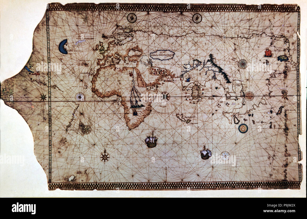 Carta nautica denominato "King-Hamy', 1502, attribuito a Amerigo Vespucci. Foto Stock
