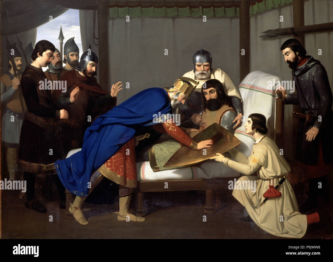 Origine della protezione della Contea di Barcellona, pittura ad olio, dal 1843 al 1844. Il lavoro di Claudio… Foto Stock