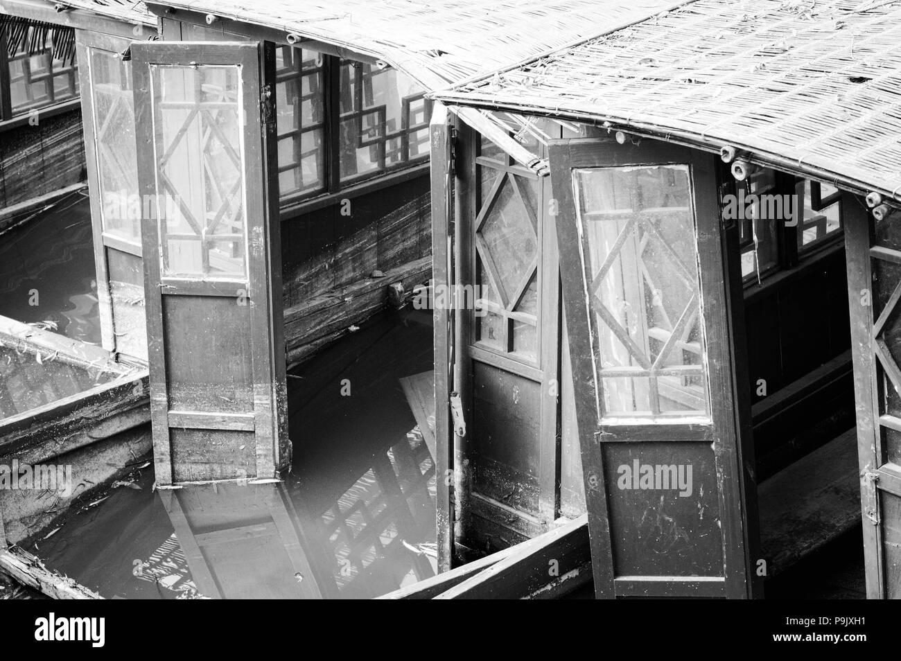 Particolare dettaglio del legno di un imbarcazione cinese (Kunming, Yunnan, Cina) Foto Stock