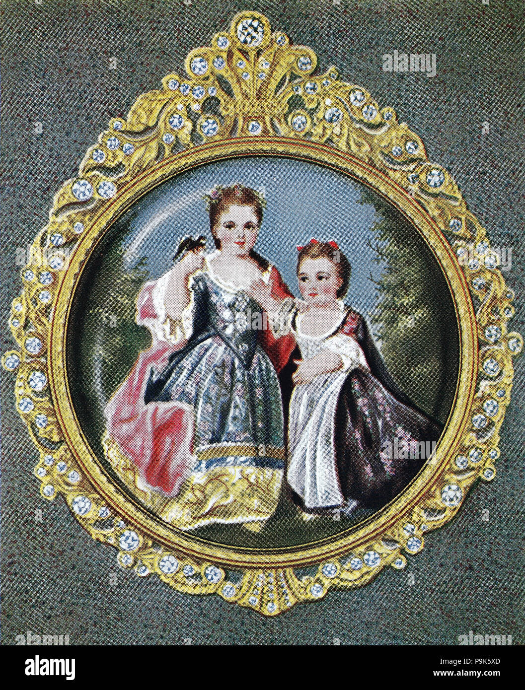 Le figlie di Luigi XV, 15 febbraio 1710 â€" 10 maggio 1774, noto come Louis Amato, era un monarca della Casa di Borbone che governarono come Re di Francia a partire dal 1 Settembre 1715 fino alla sua morte nel 1774, digitale migliorata la riproduzione di un originale stampa da l'anno 1900 Foto Stock