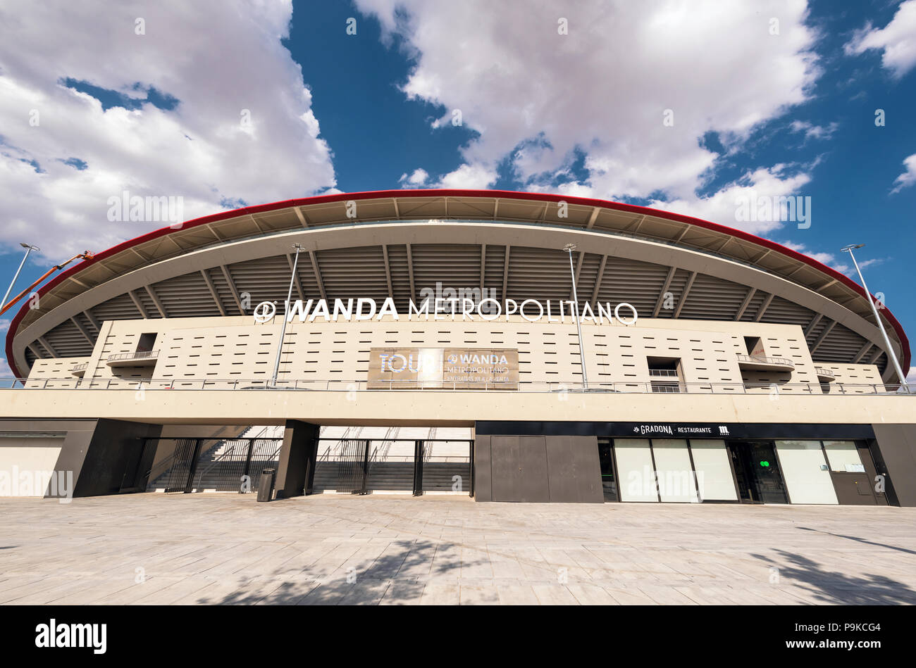 Madrid, Spagna - 15 Luglio 2018 - Wanda Metropolitano stadium di Madrid, Spagna. Wanda Metropolitano è il nuovo stadio di Atletico de Madrid, Spagnolo fo Foto Stock