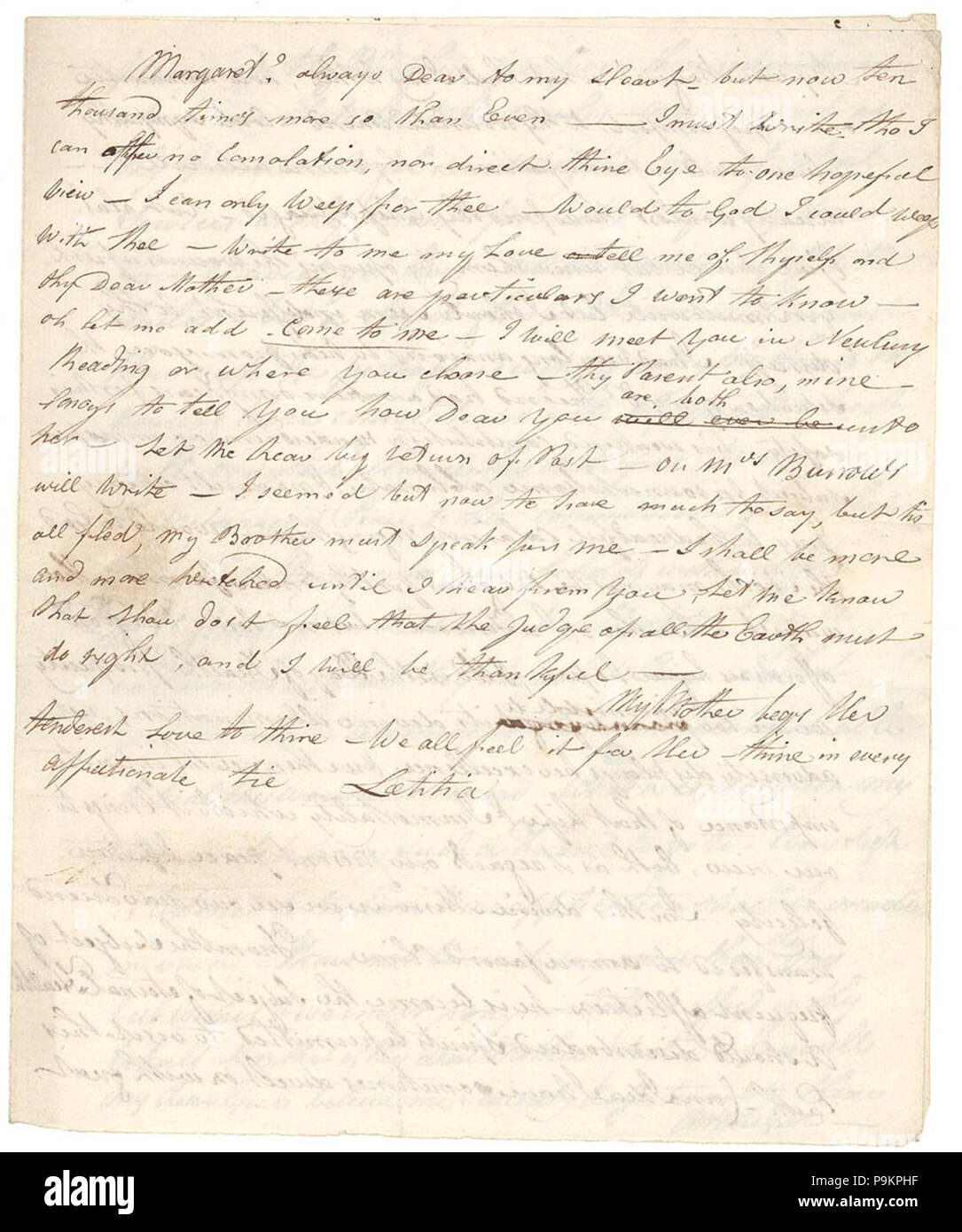 293 820644 SLNSW Lettera a Margaret Blackburn da Laetitia cavaliere senza data Foto Stock