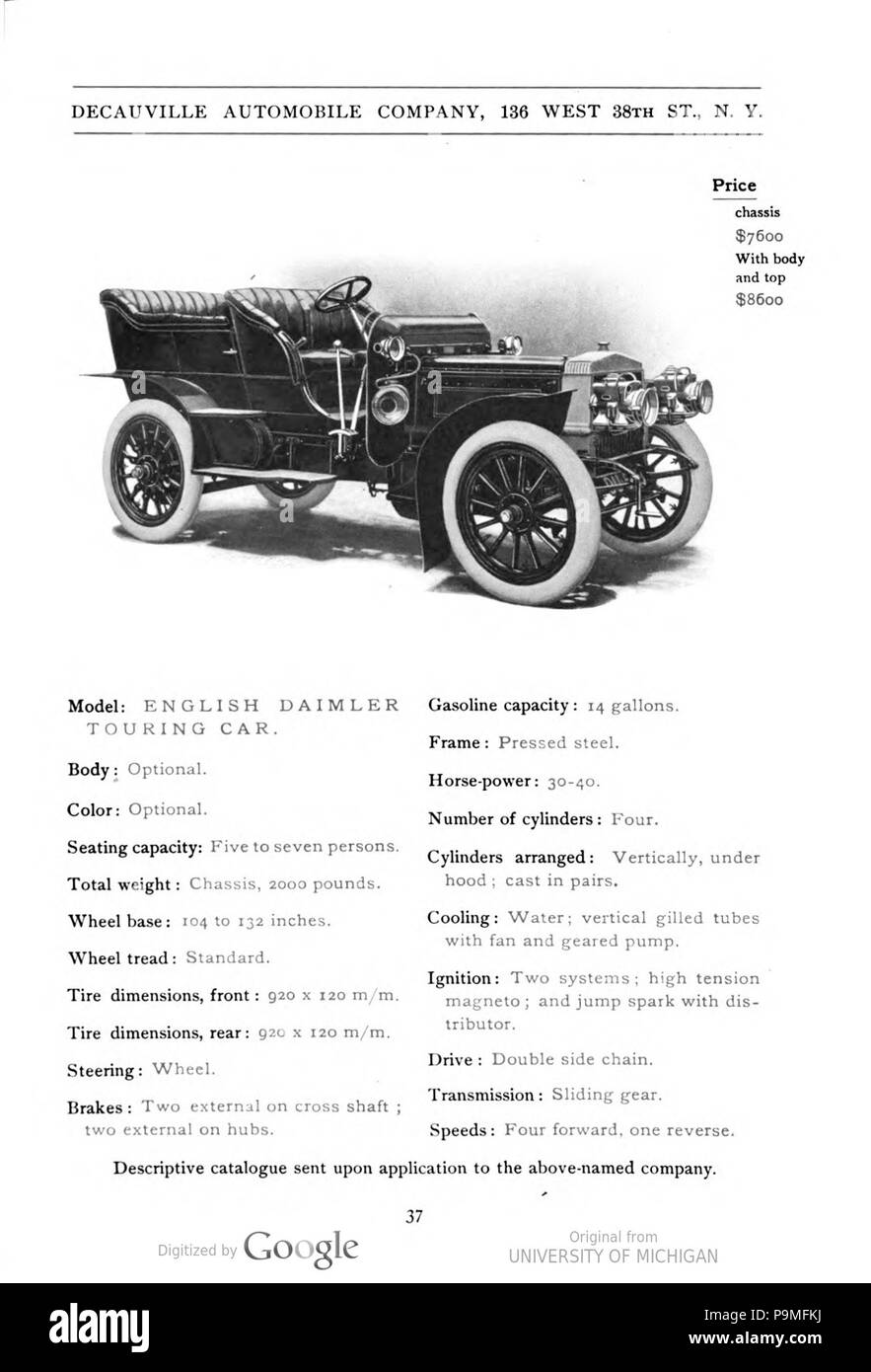 27 1906 Daimler 30-40 USA Catalogo Foto Stock