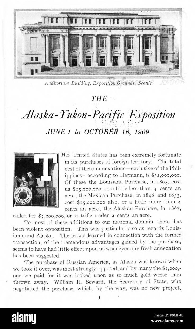 108 Alaska-Yukon-Pacific Exposition - Seattle, 1 giugno-ottobre 16, 1909 - Pagina 3 Foto Stock