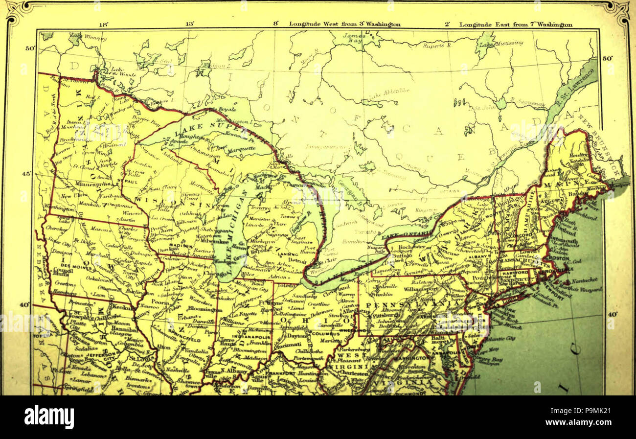 122 AmCyc Stati Uniti d'America - mappa (NE) Foto Stock