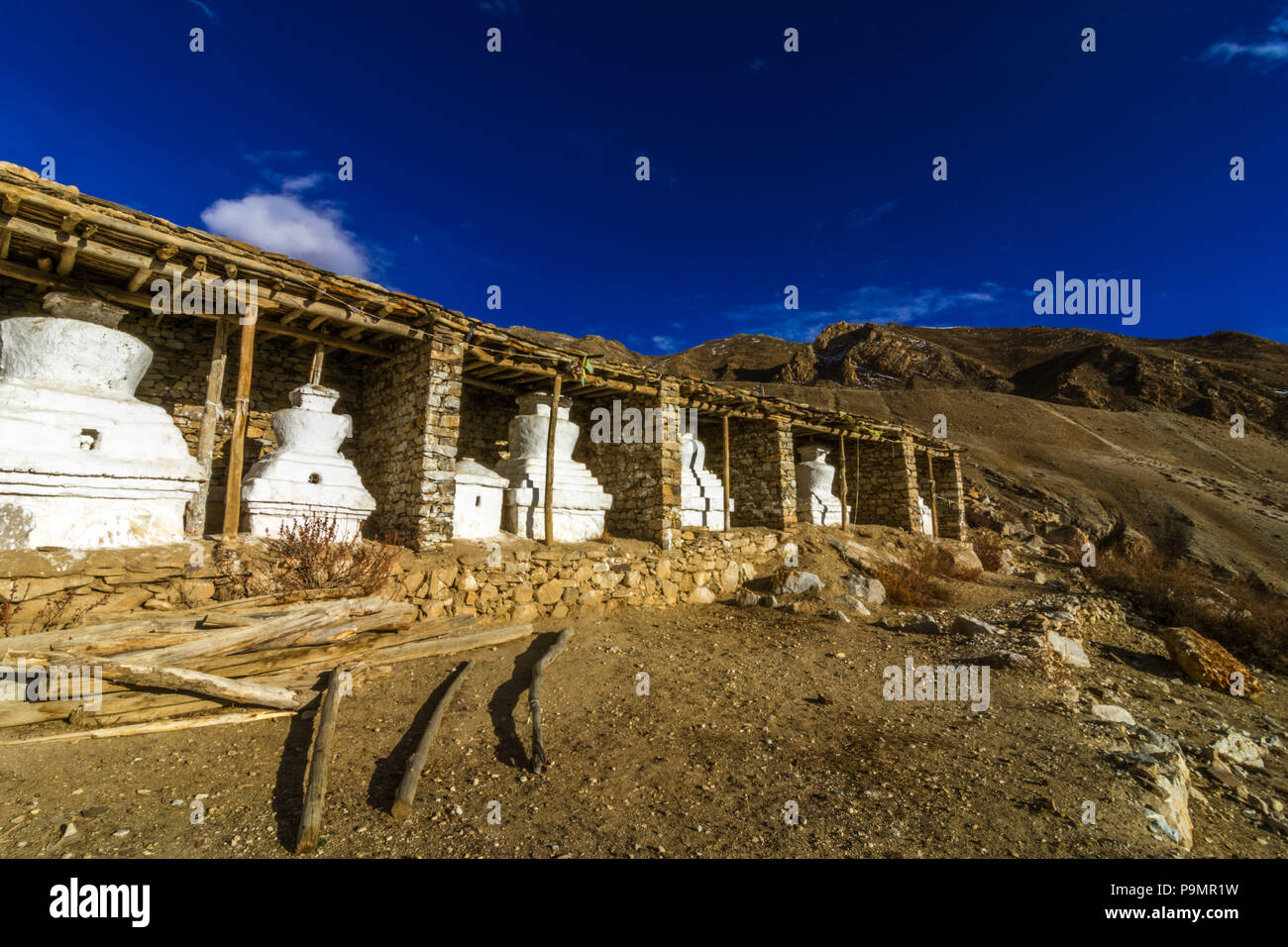 Gompa nel villaggio di Nako, Kinnaur Valley, Foto Stock