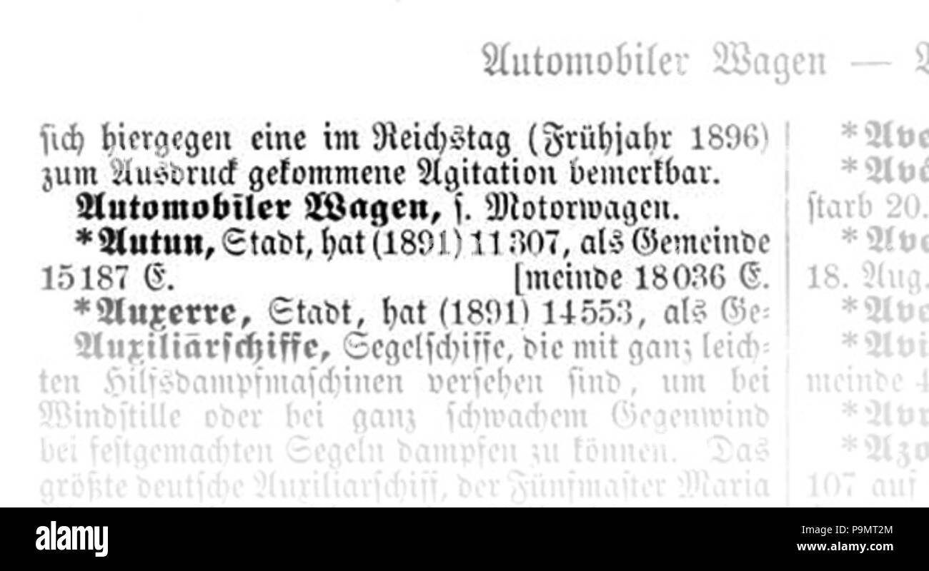169 Automobiler Wagen Brockhaus 1896 Foto Stock