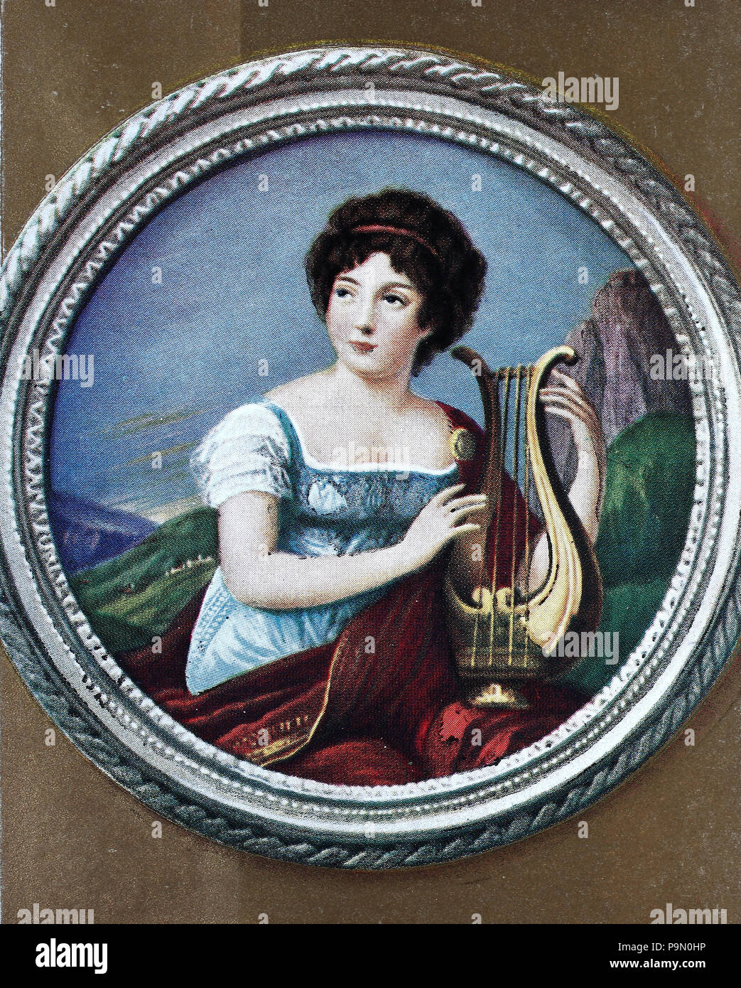 Anne Louise Germaine de StaÃ"l-Holstein, nÃ©e Necker, 22 aprile 1766 â€" 14 luglio 1817, comunemente noto come Madame de StaÃ"l, è stata una donna francese di lettere di origine ginevrina la cui durata sovrapposti con gli eventi della Rivoluzione francese e il periodo napoleonico, digitale migliorata la riproduzione di un originale stampa da l'anno 1900 Foto Stock