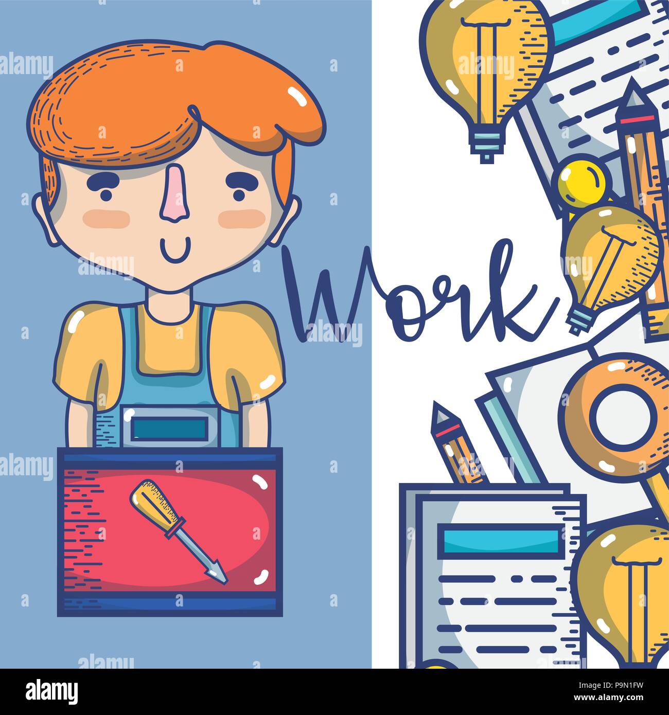 Carpenter Cartoon carino Illustrazione Vettoriale