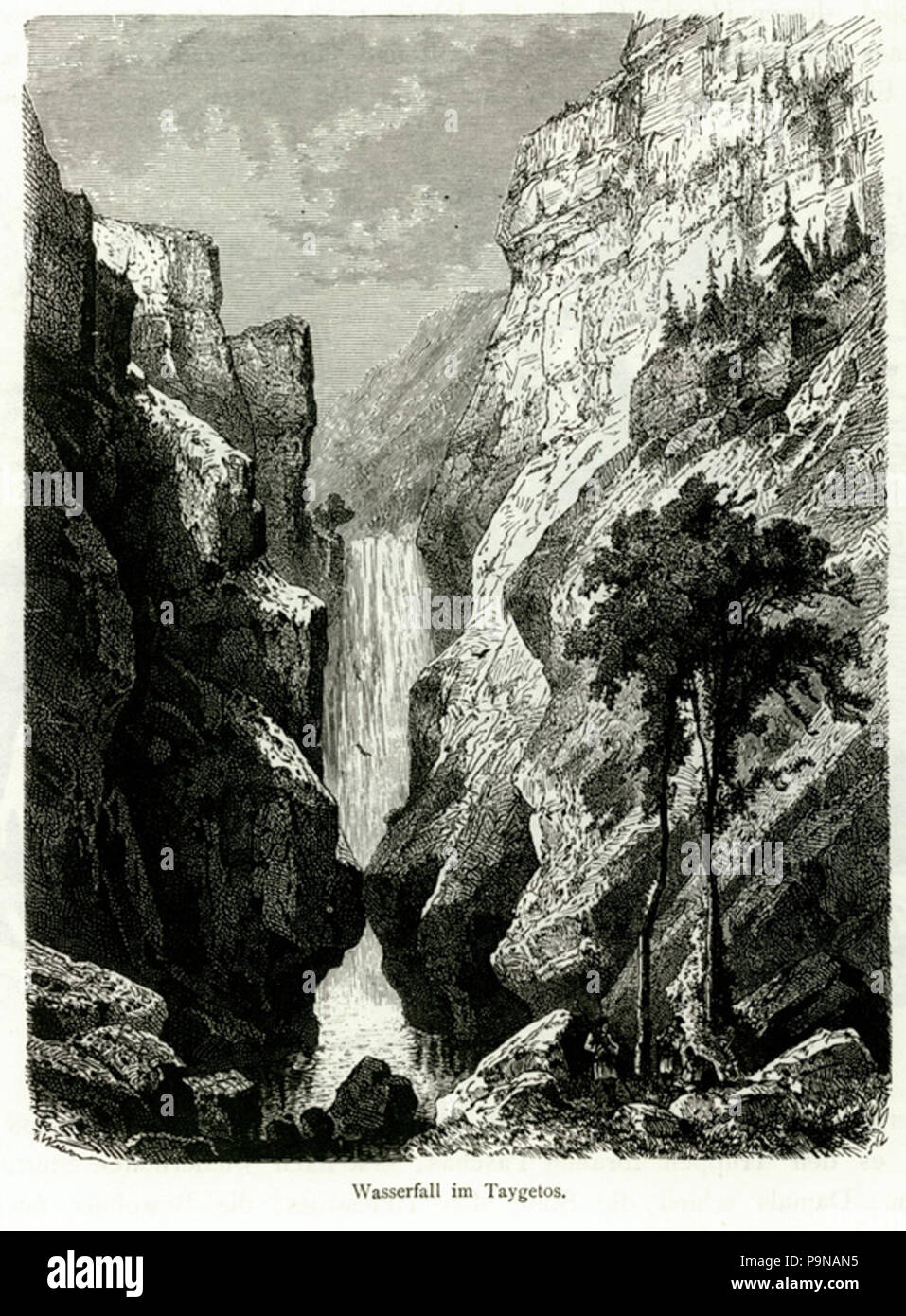 329 Wasserfall im Taigetos - Schweiger Lerchenfeld Amand (Freiherr von) - 1887 Foto Stock
