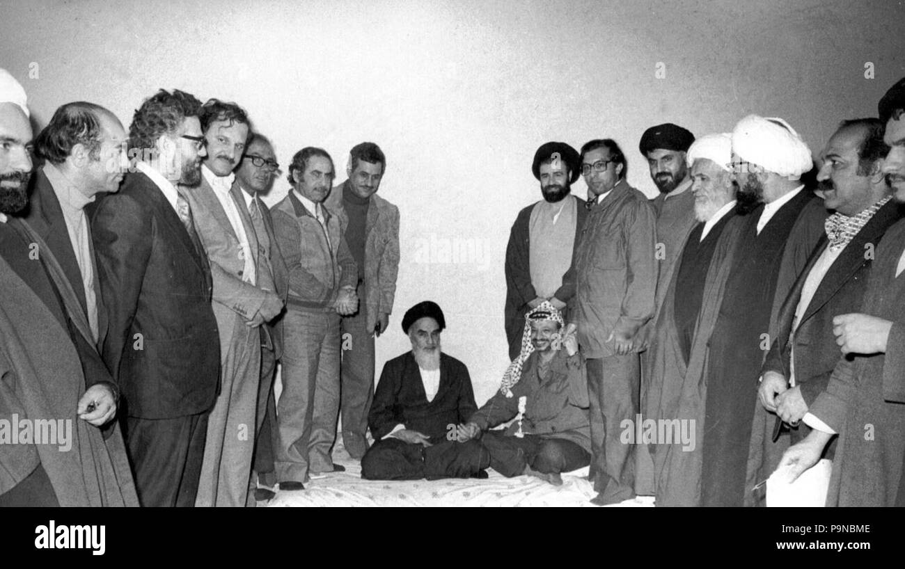 333 Yasser Arafat incontro con Ruhollah Khomeini - 1979 Foto Stock