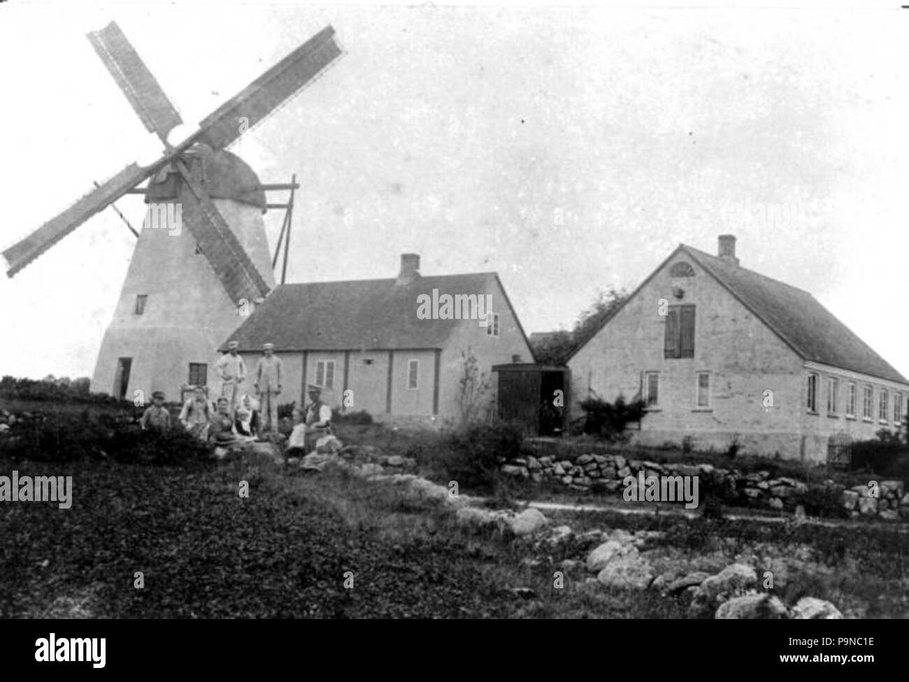 335 Årsdale Mølle ca. 1890 før møllen fik vindrose og klapvinger. Foto Stock