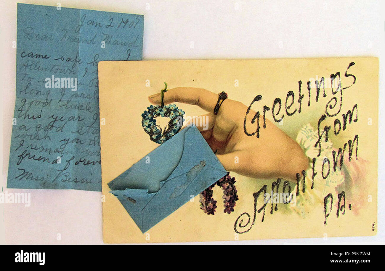 28 1908 - Saluti da 8 - Cartolina promozionale Allentown PA Foto Stock