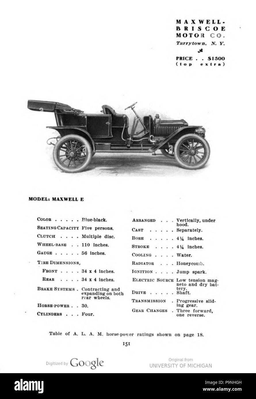 30 1910 Maxwell modello E Foto Stock