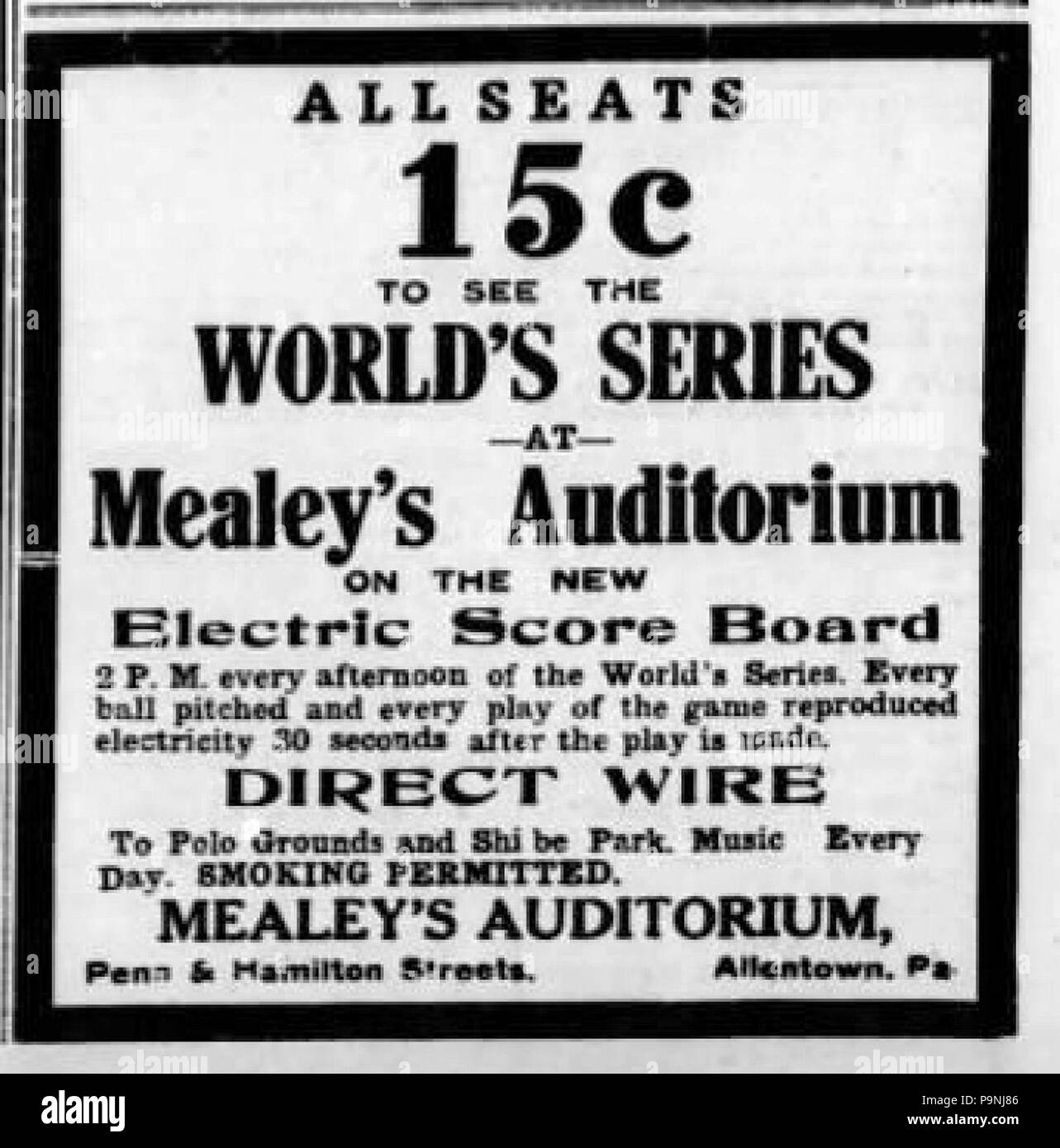 32 1913 - Mealey's Auditorium - 11 Ott MC - Allentown PA Foto Stock