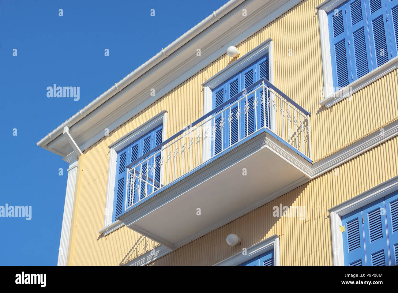 Facciata colorata in Lefkada, Grecia Foto Stock