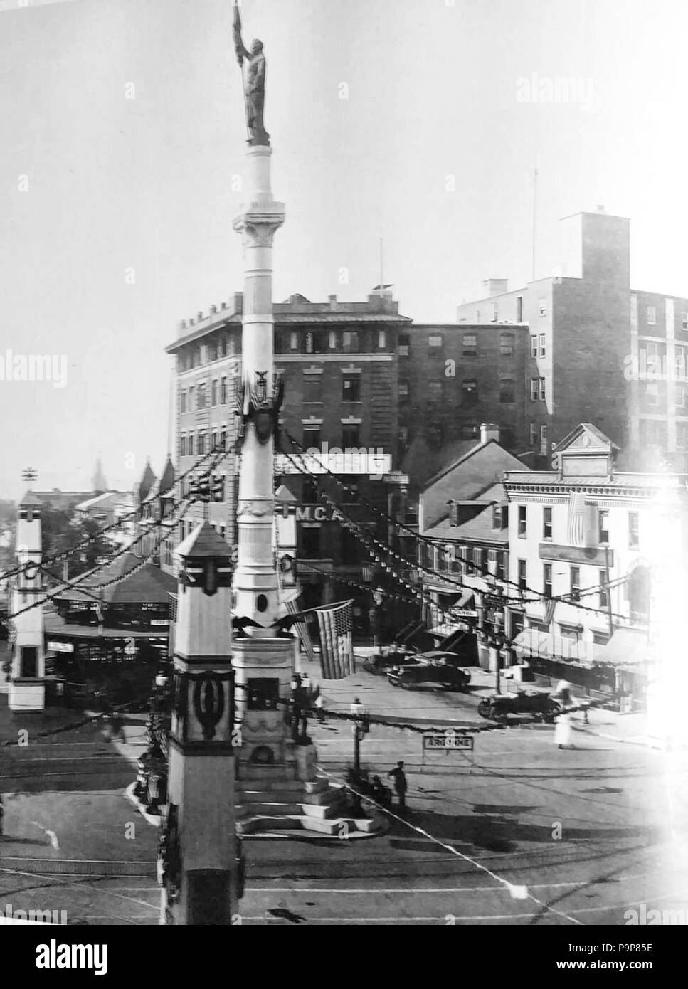 38 1919 - Piazza centrale decorata per la I Guerra Mondiale armistizio Oarade - 16 giu - Allentown PA Foto Stock