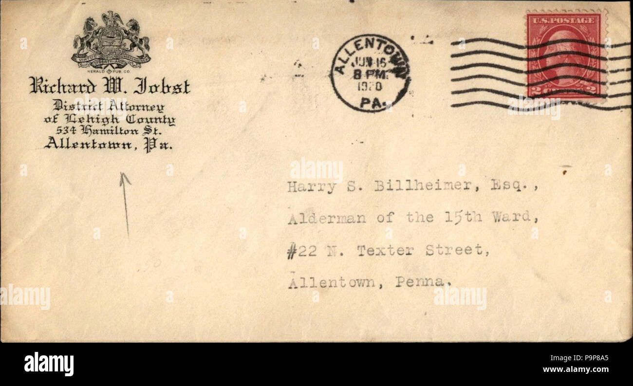 38 1920 - Lehigh County quartiere Attorney fermo - Allentown PA Foto Stock