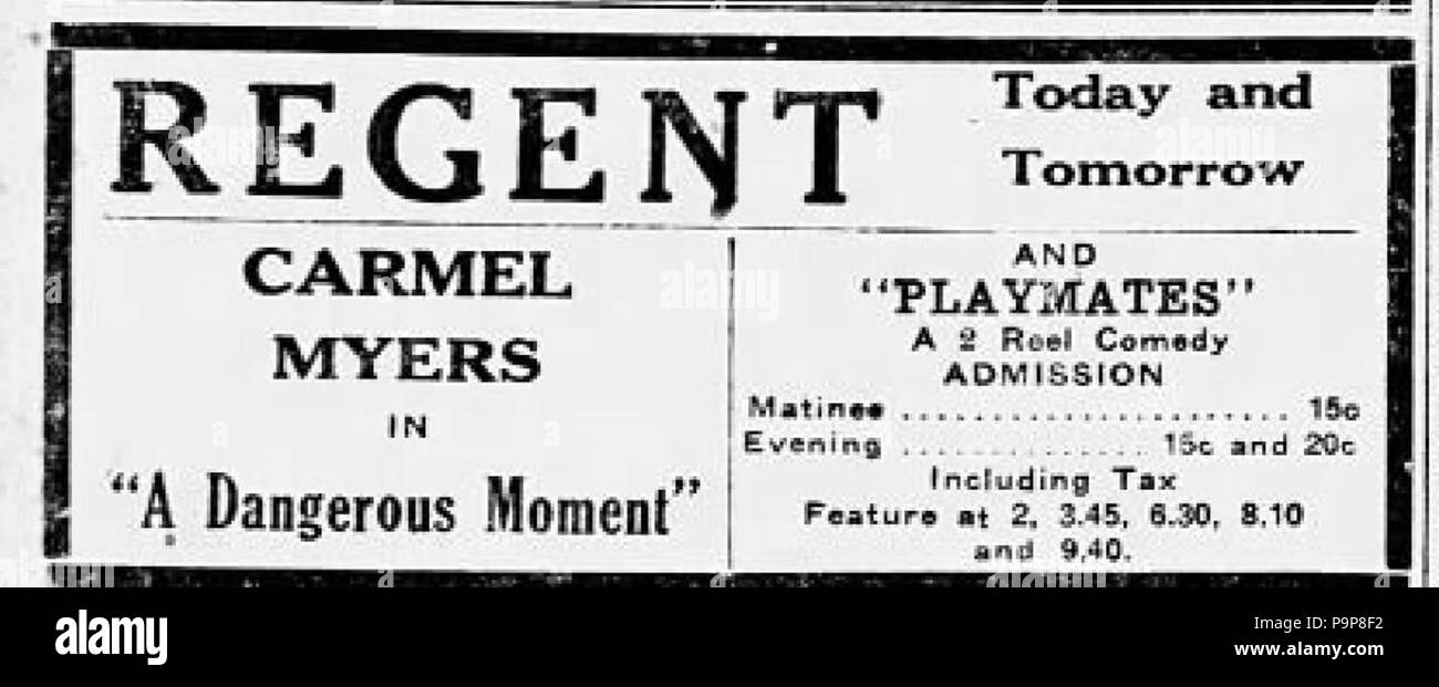 39 1921 - Regent Theatre ultimo annuncio - 3 giu - Allentown PA Foto Stock