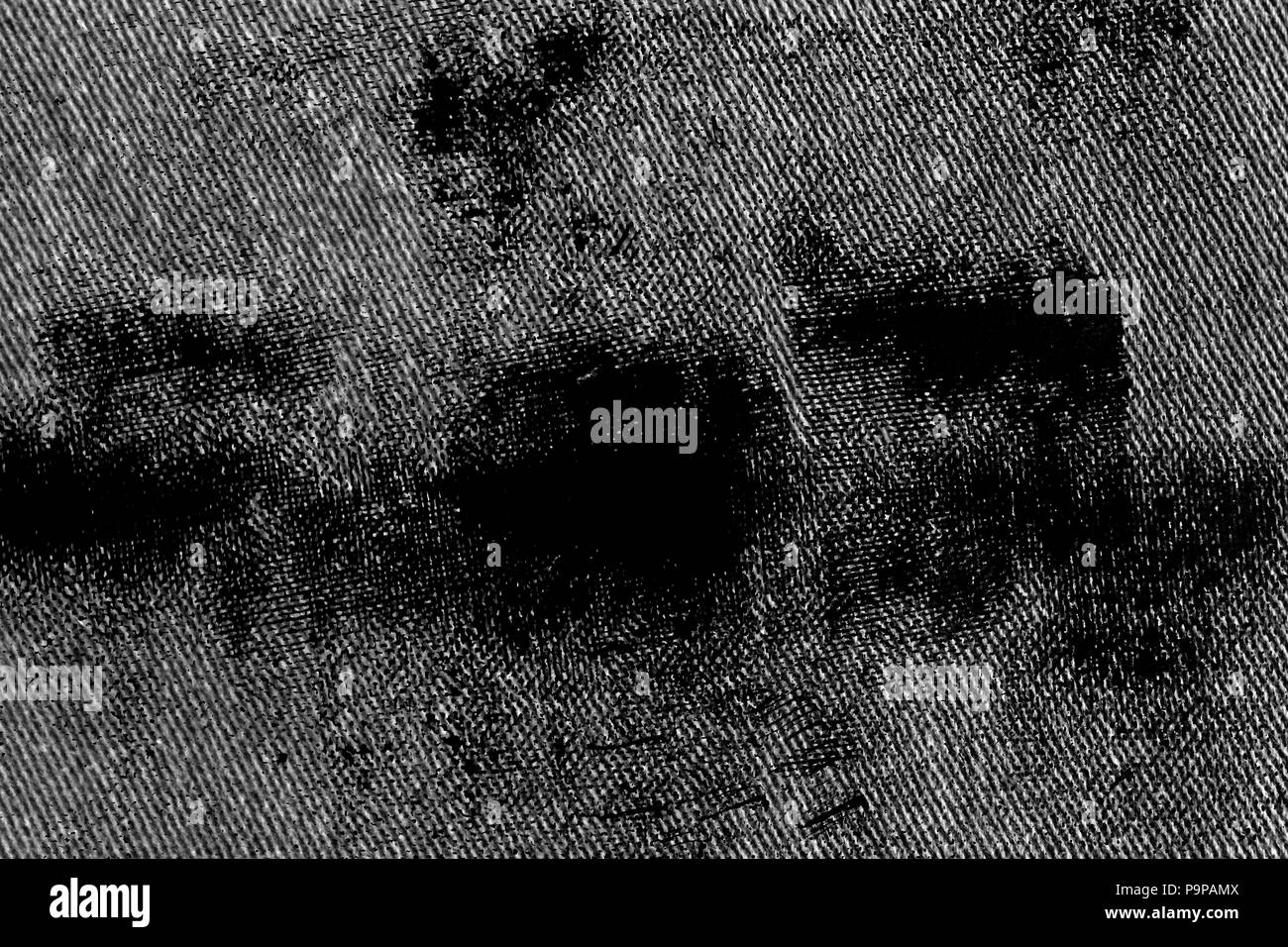 Sporco grunge closeup dettagliata dello sbozzato grungy denim. Vintage grigio scuro jeans, buona per lo sfondo Foto Stock