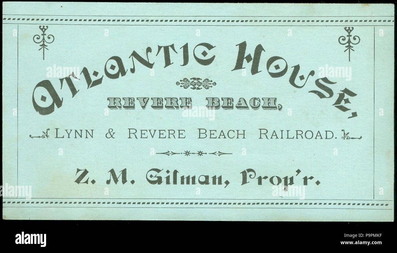 102 scheda di pubblicità per Atlantic House, circa 1890 Foto Stock