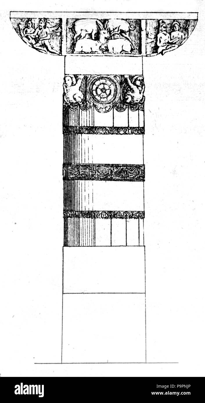 107 Ajanta caverna 1pilastro Foto Stock