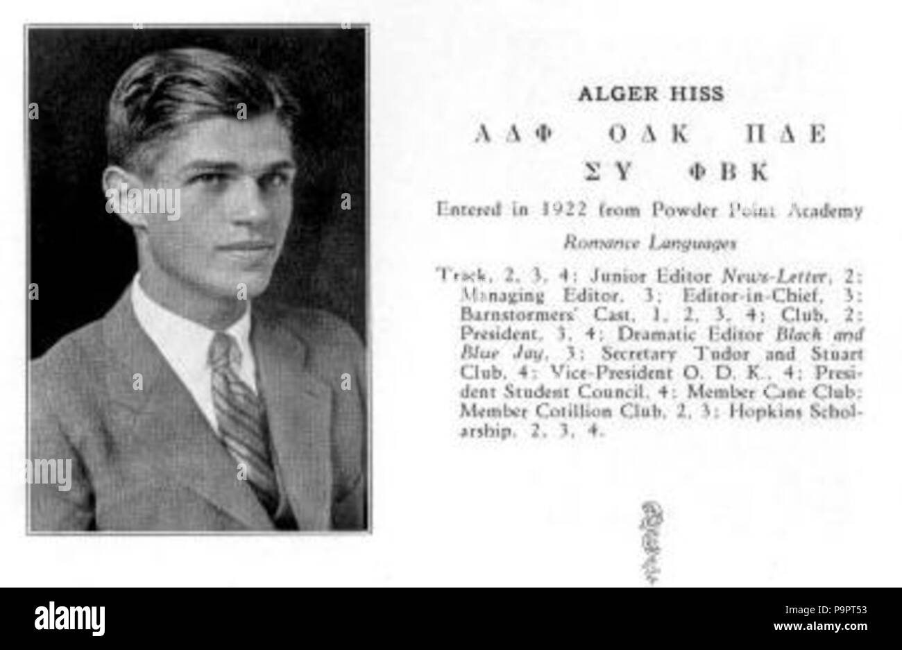 114 Alger Hiss Yearbook foto Foto Stock